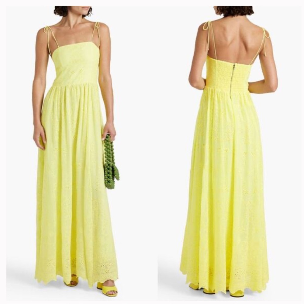 Alice + Olivia Juniper Tie-Strap Eyelet Maxi Dress